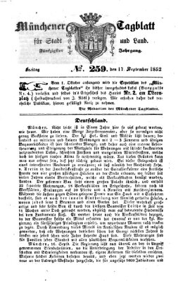 Münchener Tagblatt für Stadt und Land (Münchener Tagblatt) Freitag 17. September 1852