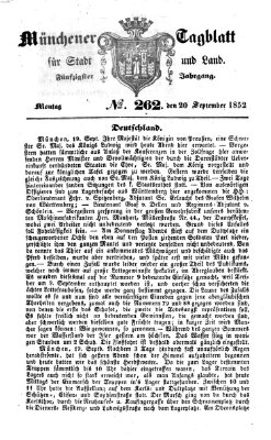 Münchener Tagblatt für Stadt und Land (Münchener Tagblatt) Montag 20. September 1852