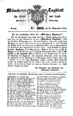 Münchener Tagblatt für Stadt und Land (Münchener Tagblatt) Freitag 24. September 1852