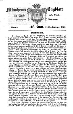 Münchener Tagblatt für Stadt und Land (Münchener Tagblatt) Montag 27. September 1852