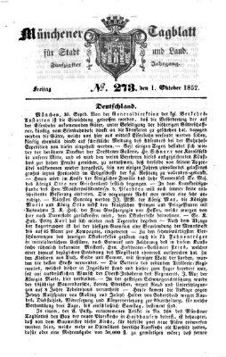 Münchener Tagblatt für Stadt und Land (Münchener Tagblatt) Freitag 1. Oktober 1852