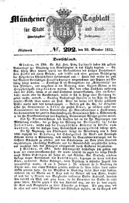 Münchener Tagblatt für Stadt und Land (Münchener Tagblatt) Mittwoch 20. Oktober 1852