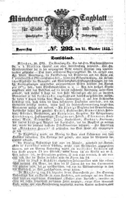 Münchener Tagblatt für Stadt und Land (Münchener Tagblatt) Donnerstag 21. Oktober 1852