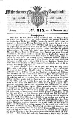 Münchener Tagblatt für Stadt und Land (Münchener Tagblatt) Freitag 12. November 1852