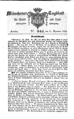 Münchener Tagblatt für Stadt und Land (Münchener Tagblatt) Samstag 11. Dezember 1852