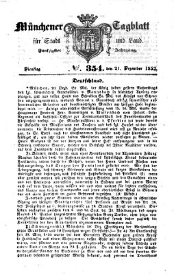 Münchener Tagblatt für Stadt und Land (Münchener Tagblatt) Dienstag 21. Dezember 1852