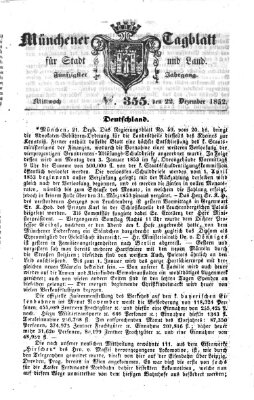 Münchener Tagblatt für Stadt und Land (Münchener Tagblatt) Mittwoch 22. Dezember 1852