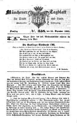 Münchener Tagblatt für Stadt und Land (Münchener Tagblatt) Samstag 25. Dezember 1852