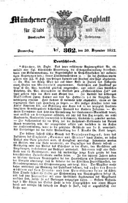 Münchener Tagblatt für Stadt und Land (Münchener Tagblatt) Donnerstag 30. Dezember 1852