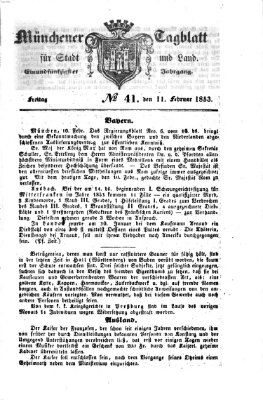 Münchener Tagblatt für Stadt und Land (Münchener Tagblatt) Freitag 11. Februar 1853