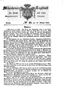 Münchener Tagblatt für Stadt und Land (Münchener Tagblatt) Freitag 18. Februar 1853