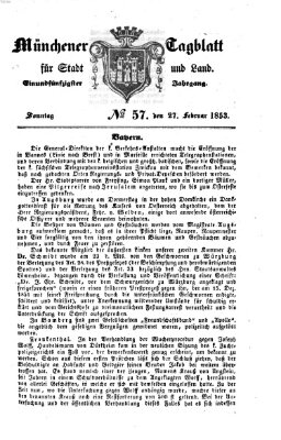 Münchener Tagblatt für Stadt und Land (Münchener Tagblatt) Sonntag 27. Februar 1853