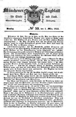 Münchener Tagblatt für Stadt und Land (Münchener Tagblatt) Dienstag 1. März 1853