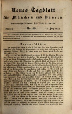 Neues Tagblatt für München und Bayern Freitag 13. Juli 1838