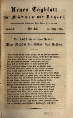 Neues Tagblatt für München und Bayern Mittwoch 25. Juli 1838