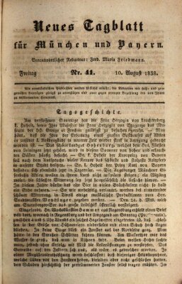 Neues Tagblatt für München und Bayern Freitag 10. August 1838