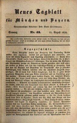 Neues Tagblatt für München und Bayern Sonntag 12. August 1838