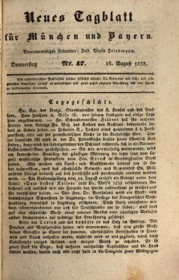 Neues Tagblatt für München und Bayern Donnerstag 16. August 1838