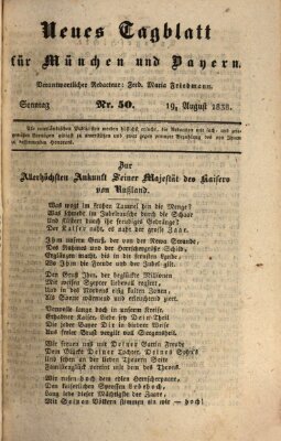 Neues Tagblatt für München und Bayern Sonntag 19. August 1838