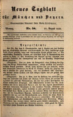 Neues Tagblatt für München und Bayern Montag 27. August 1838