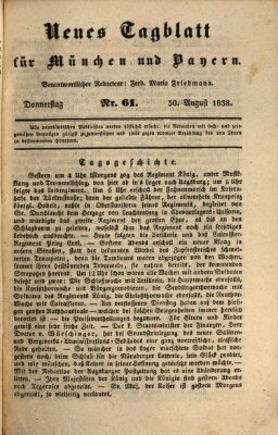 Neues Tagblatt für München und Bayern Donnerstag 30. August 1838