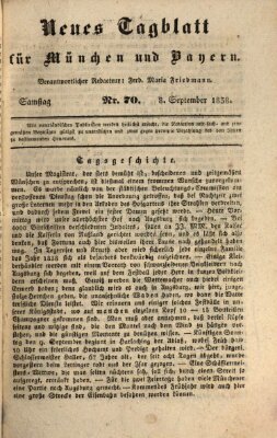 Neues Tagblatt für München und Bayern Samstag 8. September 1838