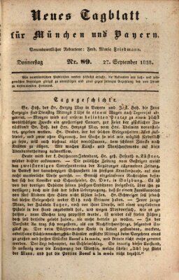 Neues Tagblatt für München und Bayern Donnerstag 27. September 1838