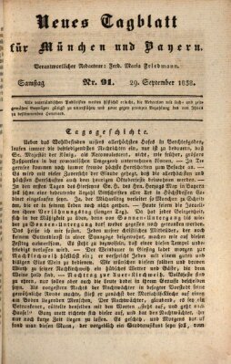 Neues Tagblatt für München und Bayern Samstag 29. September 1838