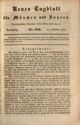 Neues Tagblatt für München und Bayern Donnerstag 11. Oktober 1838