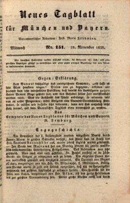 Neues Tagblatt für München und Bayern Mittwoch 28. November 1838