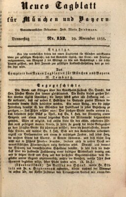 Neues Tagblatt für München und Bayern Donnerstag 29. November 1838