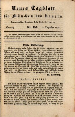 Neues Tagblatt für München und Bayern Sonntag 2. Dezember 1838