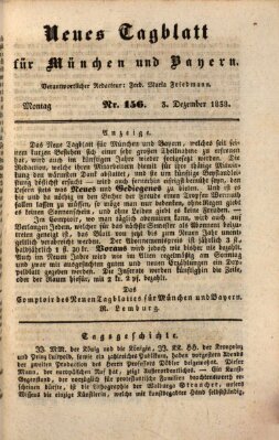 Neues Tagblatt für München und Bayern Montag 3. Dezember 1838