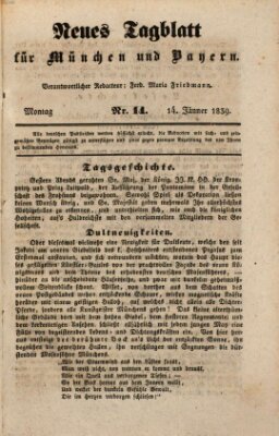 Neues Tagblatt für München und Bayern Montag 14. Januar 1839