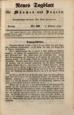 Neues Tagblatt für München und Bayern Freitag 8. Februar 1839