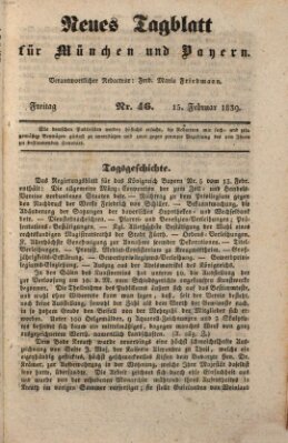 Neues Tagblatt für München und Bayern Freitag 15. Februar 1839