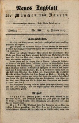 Neues Tagblatt für München und Bayern Dienstag 19. Februar 1839