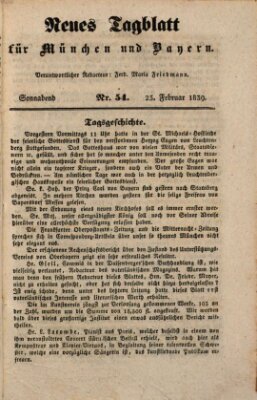 Neues Tagblatt für München und Bayern Samstag 23. Februar 1839