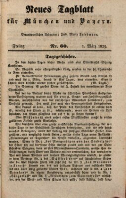 Neues Tagblatt für München und Bayern Freitag 1. März 1839