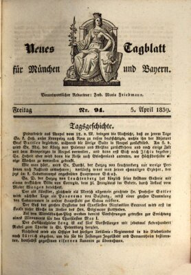 Neues Tagblatt für München und Bayern Freitag 5. April 1839