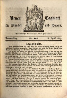 Neues Tagblatt für München und Bayern Donnerstag 25. April 1839