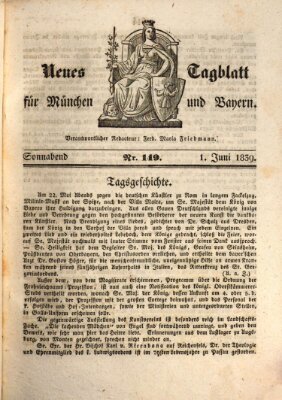 Neues Tagblatt für München und Bayern Samstag 1. Juni 1839