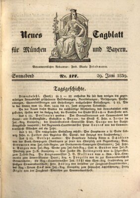 Neues Tagblatt für München und Bayern Samstag 29. Juni 1839