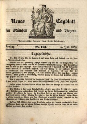 Neues Tagblatt für München und Bayern Freitag 5. Juli 1839