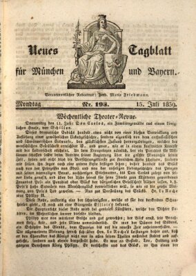 Neues Tagblatt für München und Bayern Montag 15. Juli 1839