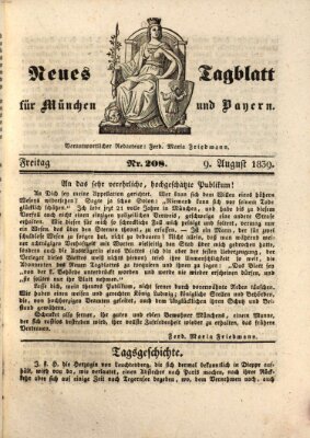 Neues Tagblatt für München und Bayern Freitag 9. August 1839