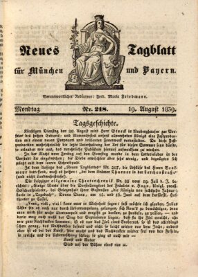 Neues Tagblatt für München und Bayern Montag 19. August 1839