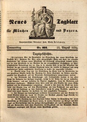 Neues Tagblatt für München und Bayern Donnerstag 22. August 1839