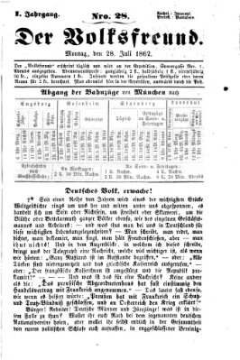 Der Volksfreund Montag 28. Juli 1862