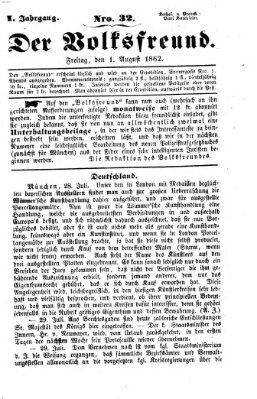 Der Volksfreund Freitag 1. August 1862